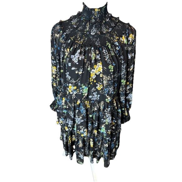 Cinq a Sept Melony Smocked Floral Print Dress Size 6 Ruffle Fairy Designer - Picture 4 of 8